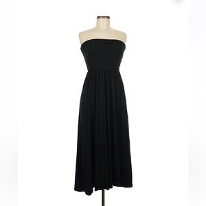 All in Favor Strapless Black Jersey midi Dress